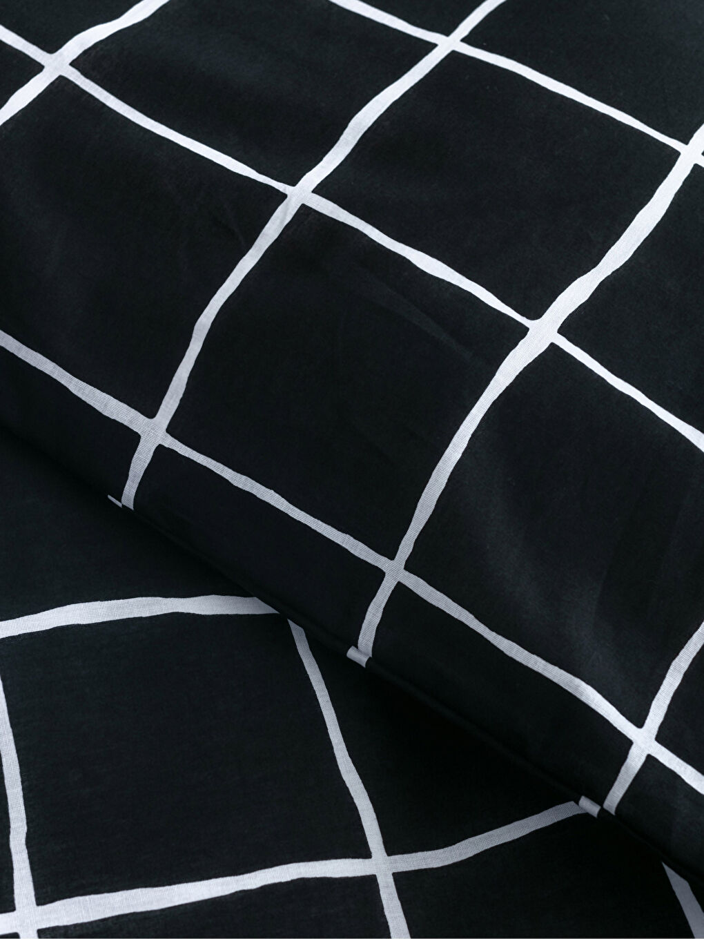 Siyah Çift Kişilik Ekose Desenli Dokuma Nevresim Takımı-4