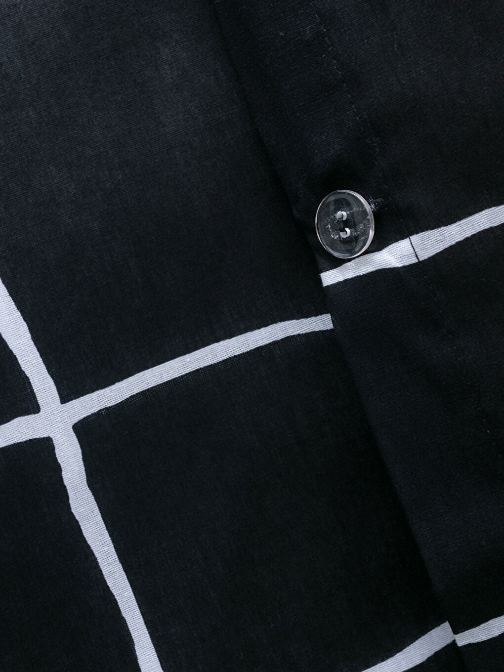 Siyah Çift Kişilik Ekose Desenli Dokuma Nevresim Takımı-5