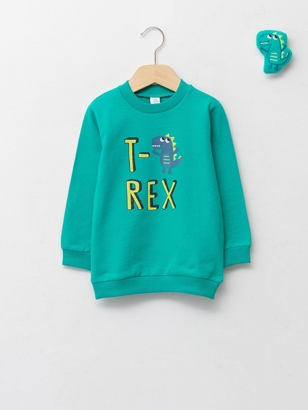 Yeşil Bisiklet Yaka Uzun Kollu Baskılı Pamuklu Erkek Bebek Sweatshirt ve Oyuncak