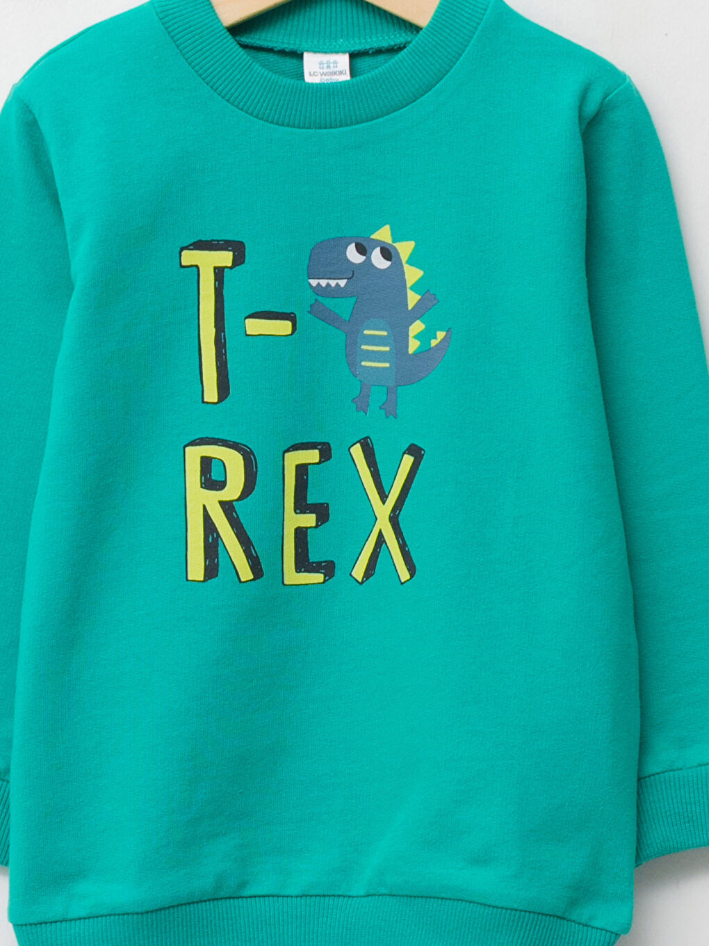 Yeşil Bisiklet Yaka Uzun Kollu Baskılı Pamuklu Erkek Bebek Sweatshirt ve Oyuncak-2