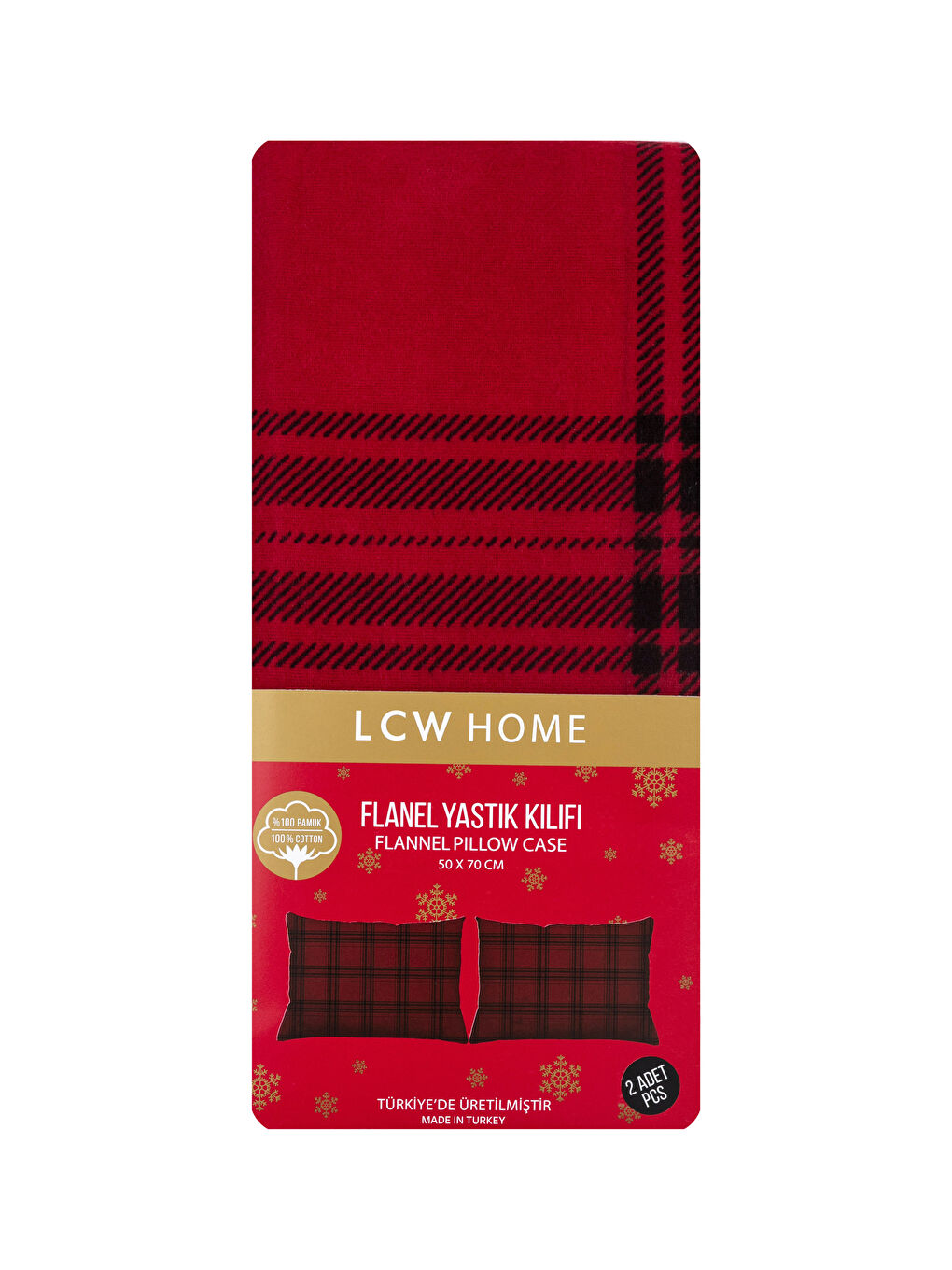 LCW HOME Božićna Jastučnica od Flanela sa Kariranim Dezenom Set od 2 50x70 cm -W1HR20Z8-F9C
