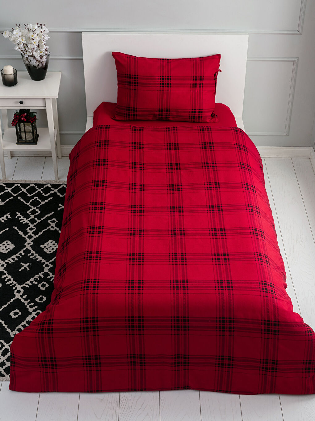 LCW HOME Single Plaid Patterned Flannel Duvet Cover Set -W1HR21Z8-F9C