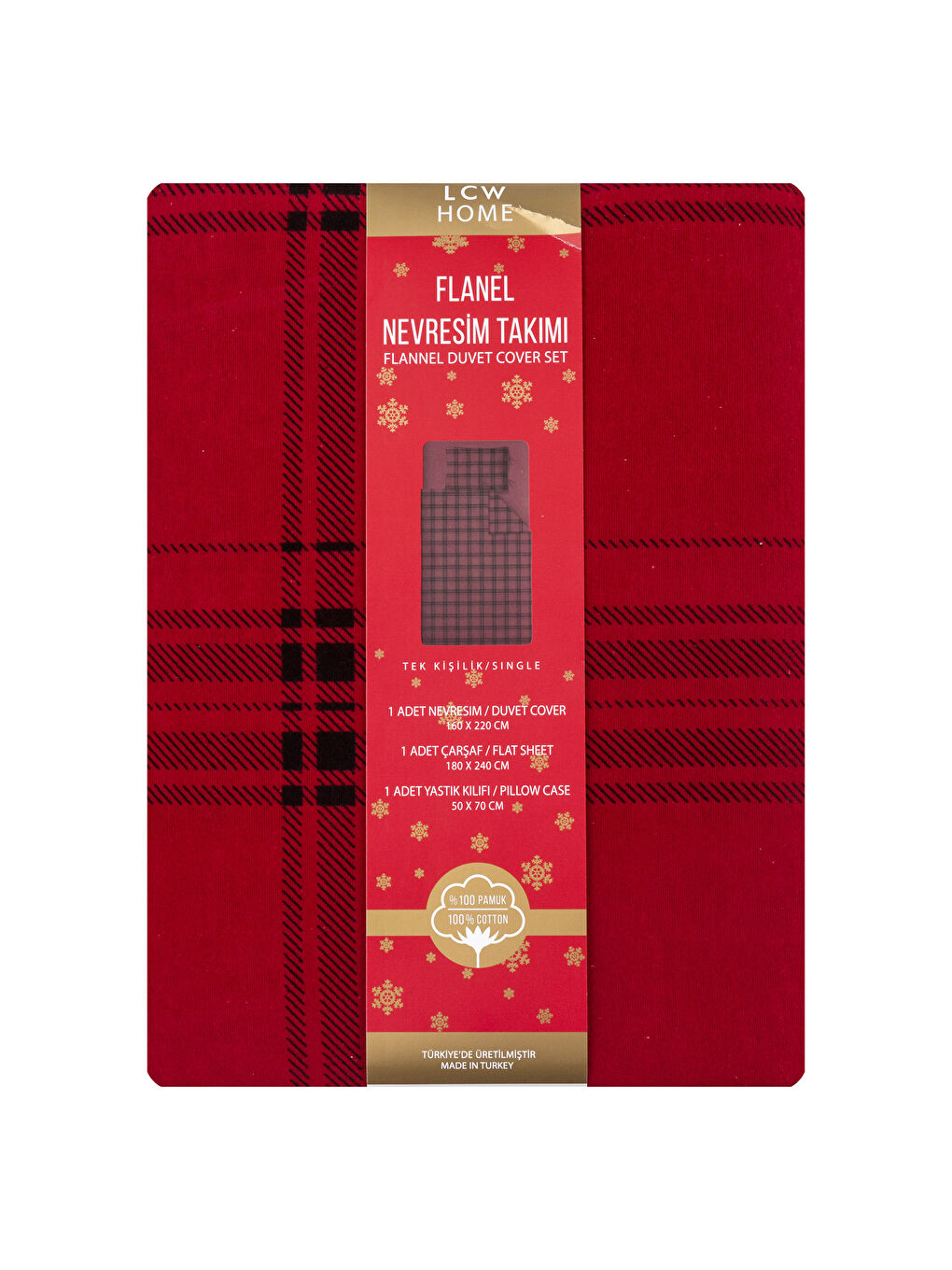 LCW HOME Single Plaid Patterned Flannel Duvet Cover Set -W1HR21Z8-F9C