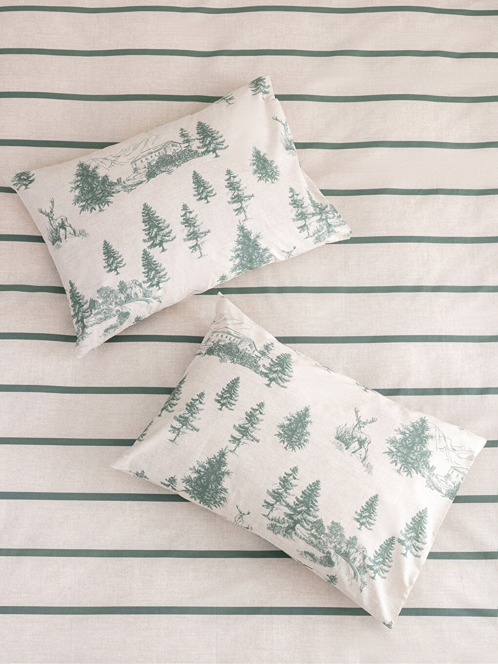 LCW HOME Christmas Themed Double Double Sided Patterned Woven Duvet Cover Set -W1HR24Z8-F9C