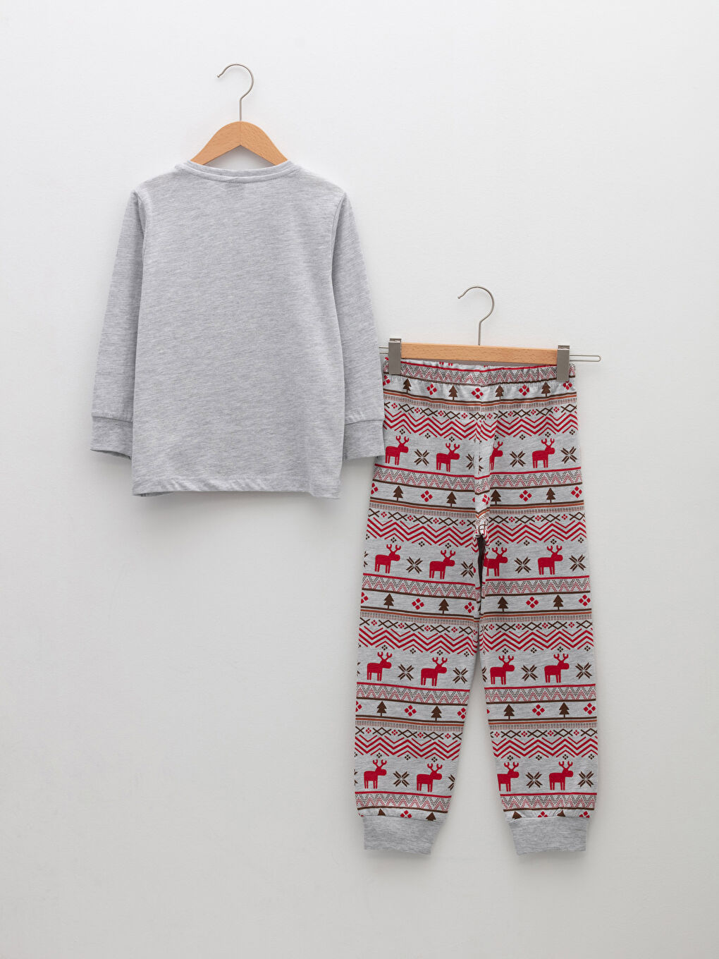 Crew Neck Christmas Themed Long Sleeve Boys Pajamas Set-1
