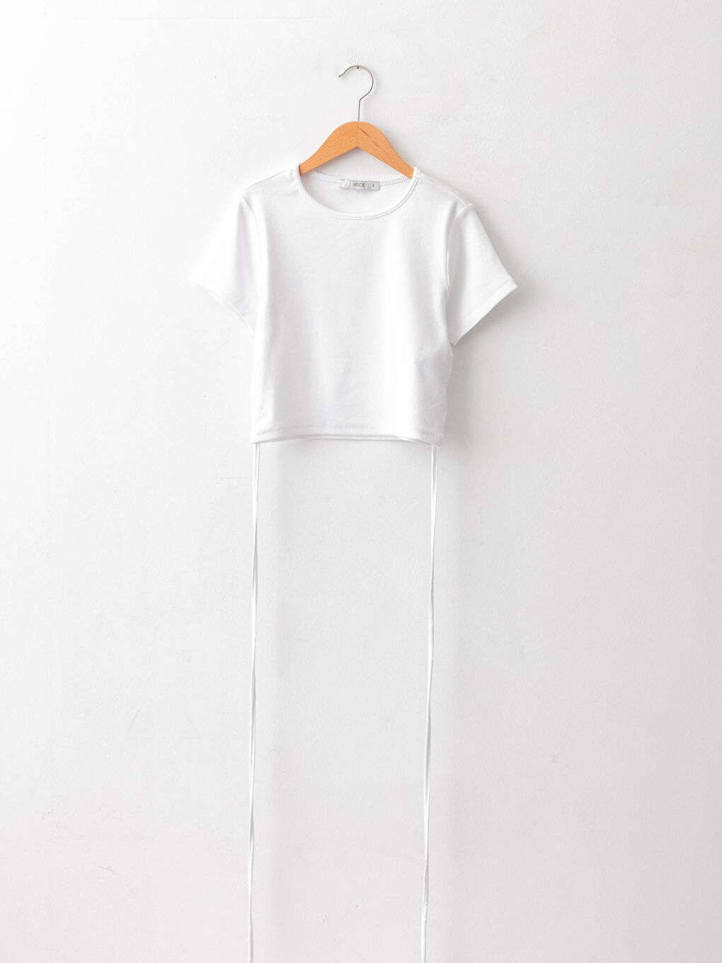 Beyaz Bisiklet Yaka Düz Kısa Kollu Pamuklu Kadın Bluz-6