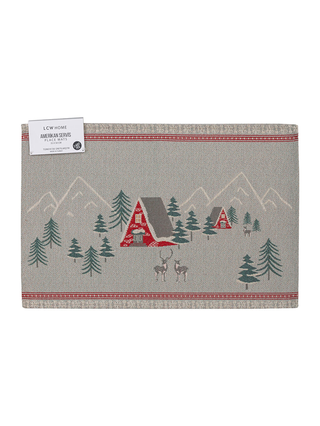 LCW HOME New Year Themed Printed Tapestry Table Mat 2-Pack 33x50 Cm -W1HT33Z8-F9C