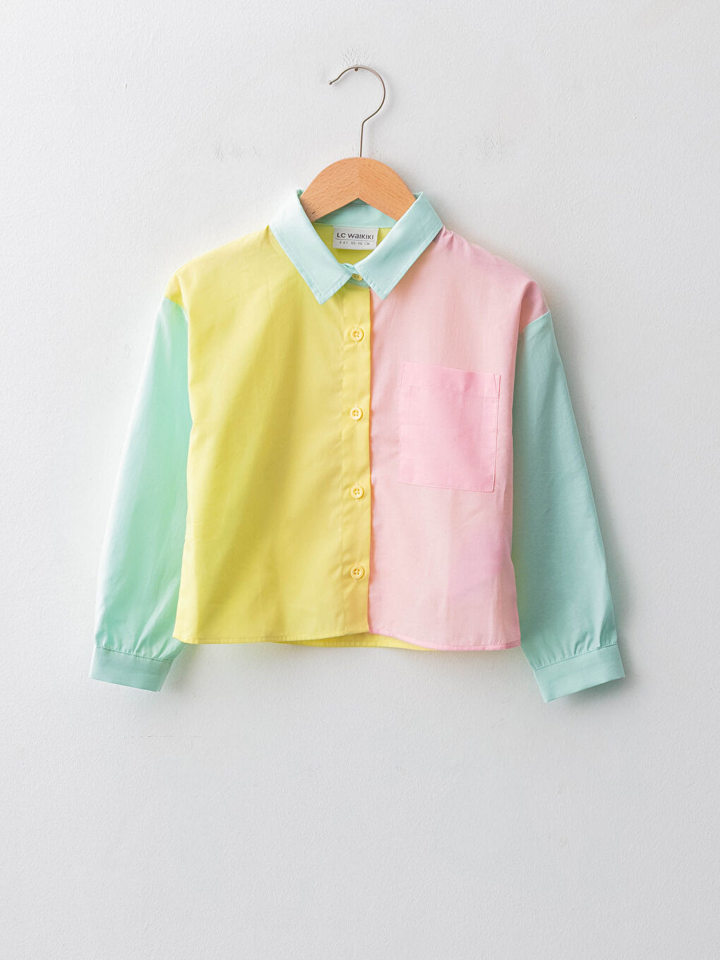 Color Block Long Sleeve Girl's Shirt