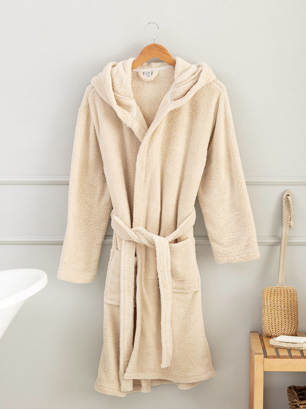 LCW HOME Long Women's Dressing Gown with Hood -W1HY26Z8-GCU