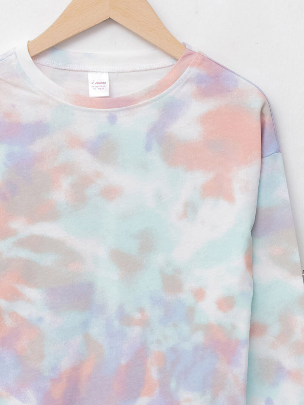 Crew Neck Tie Dye Long Sleeve Girl's Pajamas Set-2