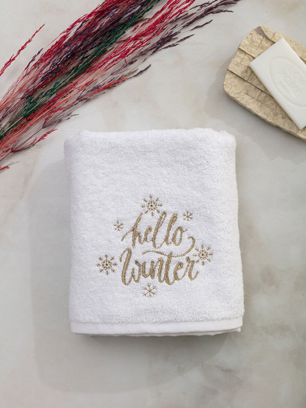 Embroidery Detailed Curl Face Towel 50x80 Cm-1