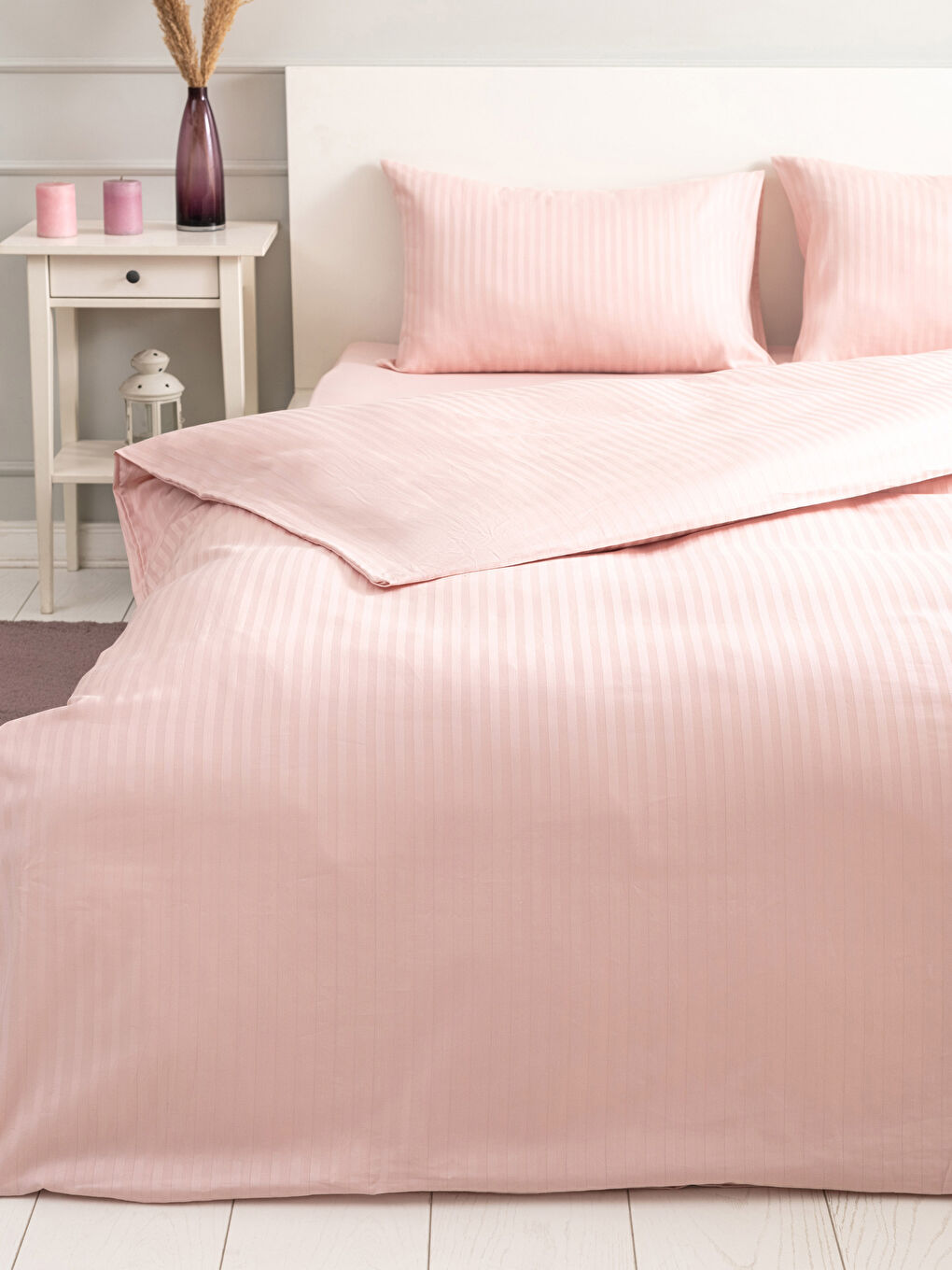 مجموعة غطاء لحاف مزدوج سادة قطن ستان