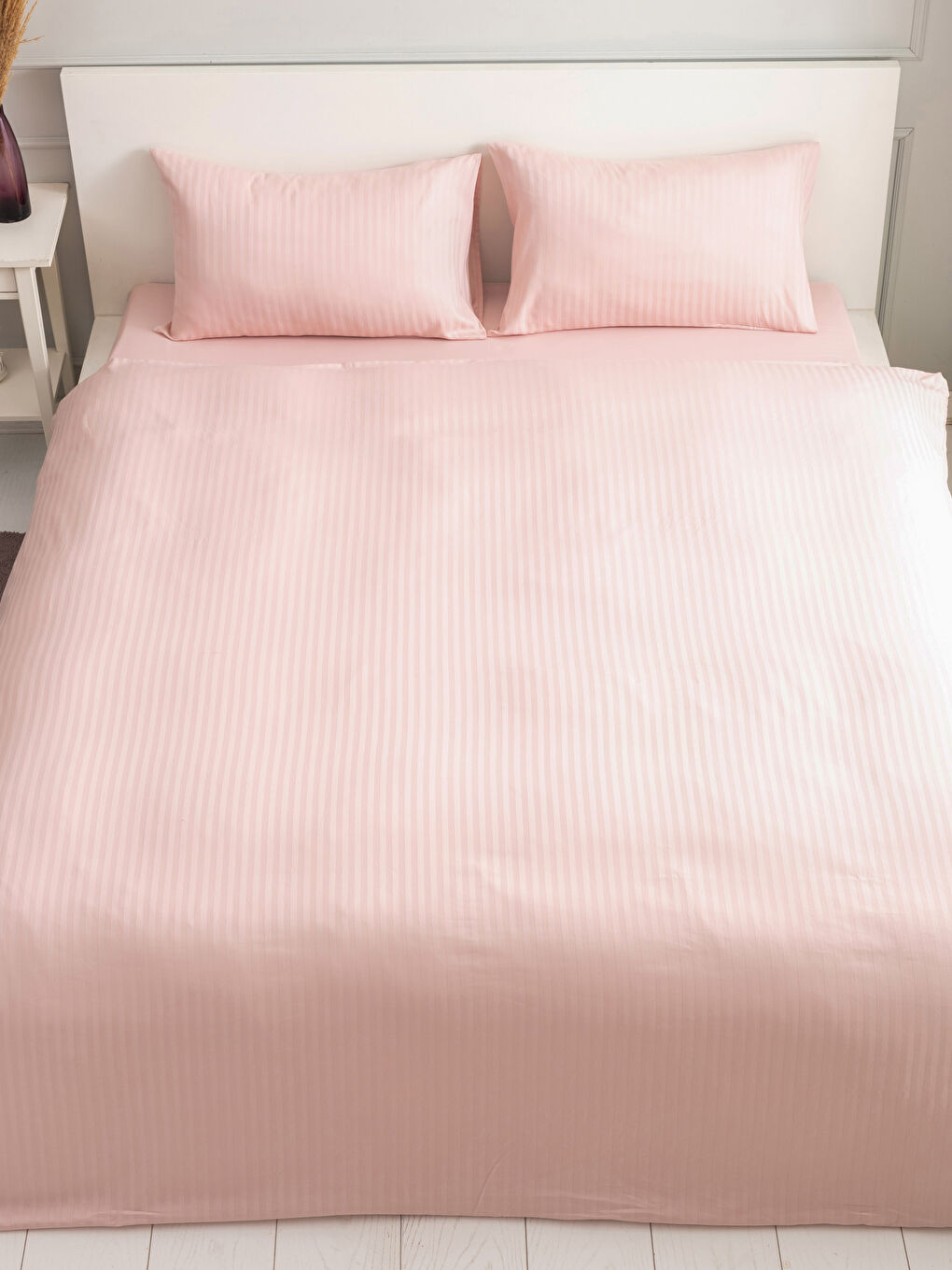 مجموعة غطاء لحاف مزدوج سادة قطن ستان-2