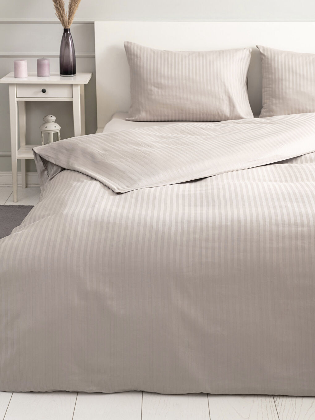 LCW HOME Double Plain Satin Cotton Duvet Cover Set -W1I927Z8-RVW - LC