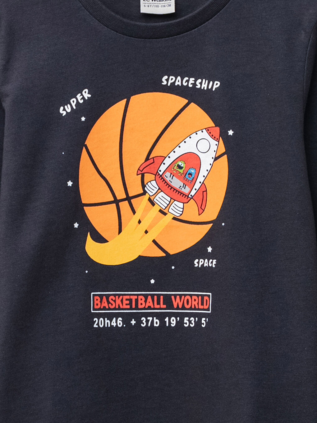 Bisiklet Yaka Baskılı Uzun Kollu Erkek Çocuk Tişört-2