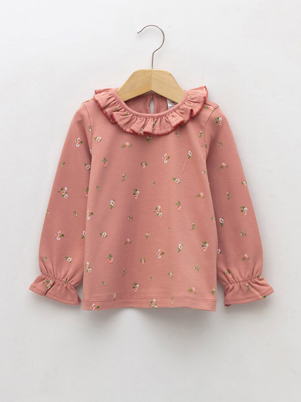 Crew Neck Long Sleeve Patterned Baby Girl T-Shirt