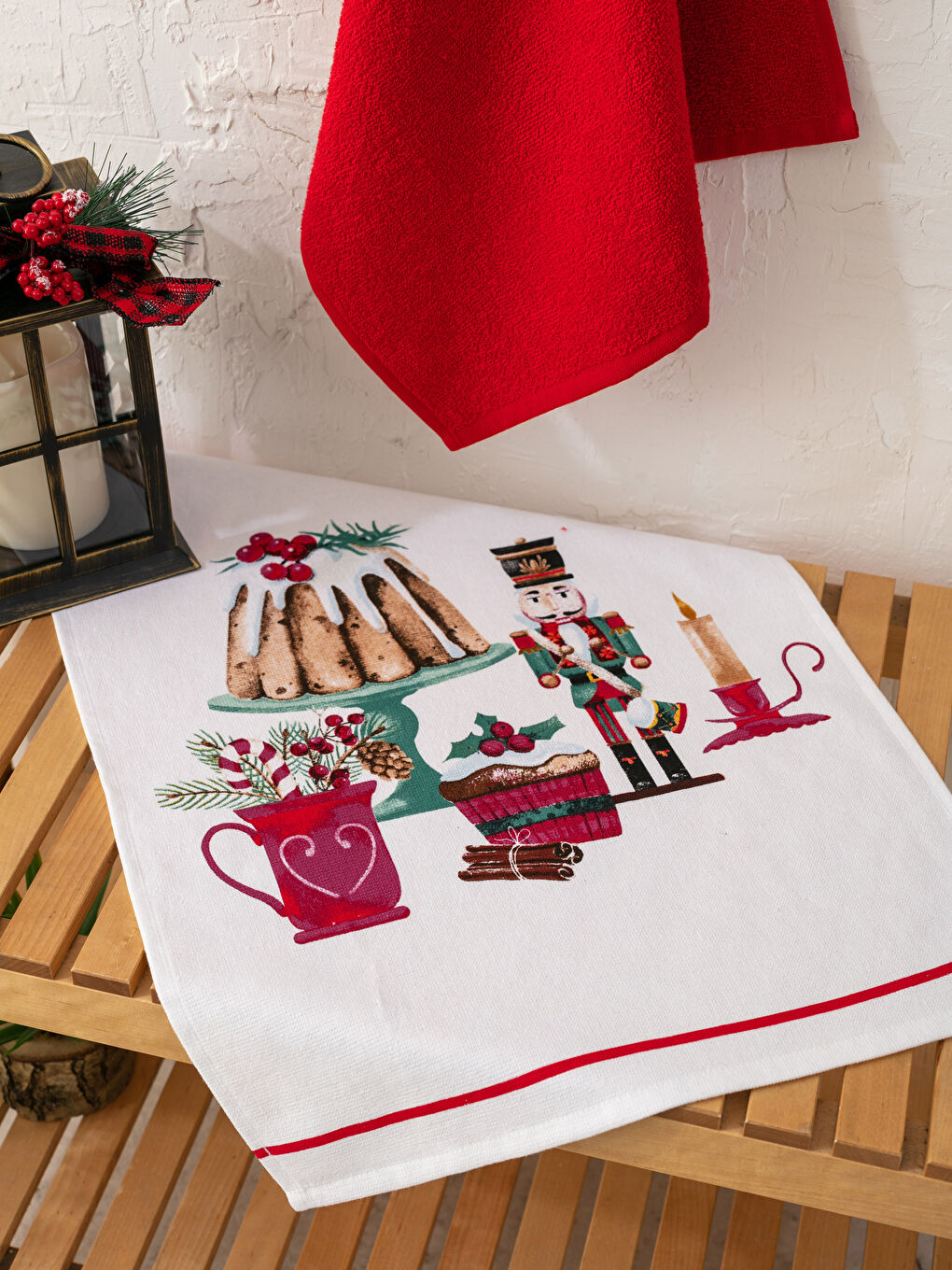 New Year Themed Printed Drying Towel 2 Pcs 40x60 Cm