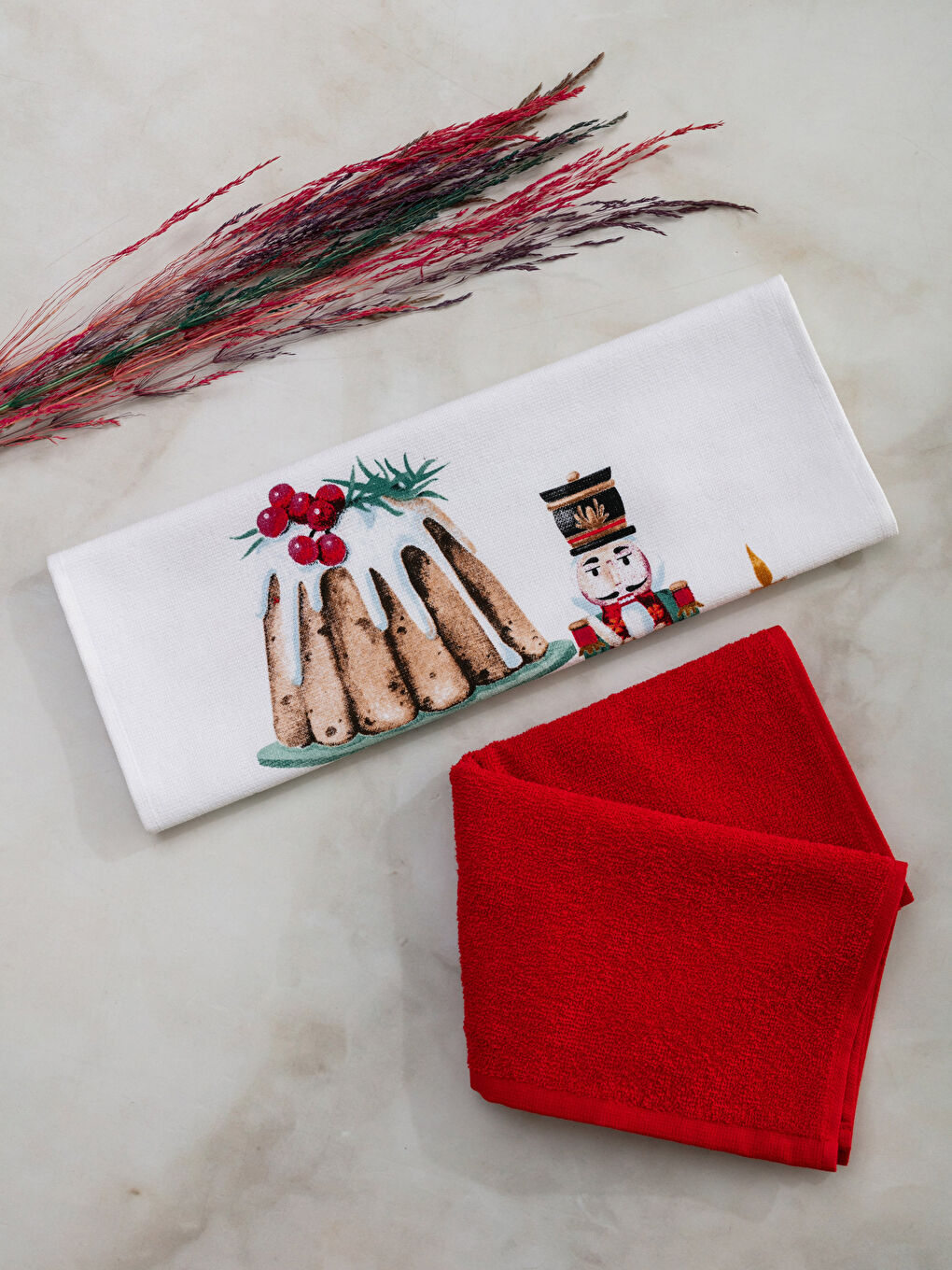 New Year Themed Printed Drying Towel 2 Pcs 40x60 Cm-1