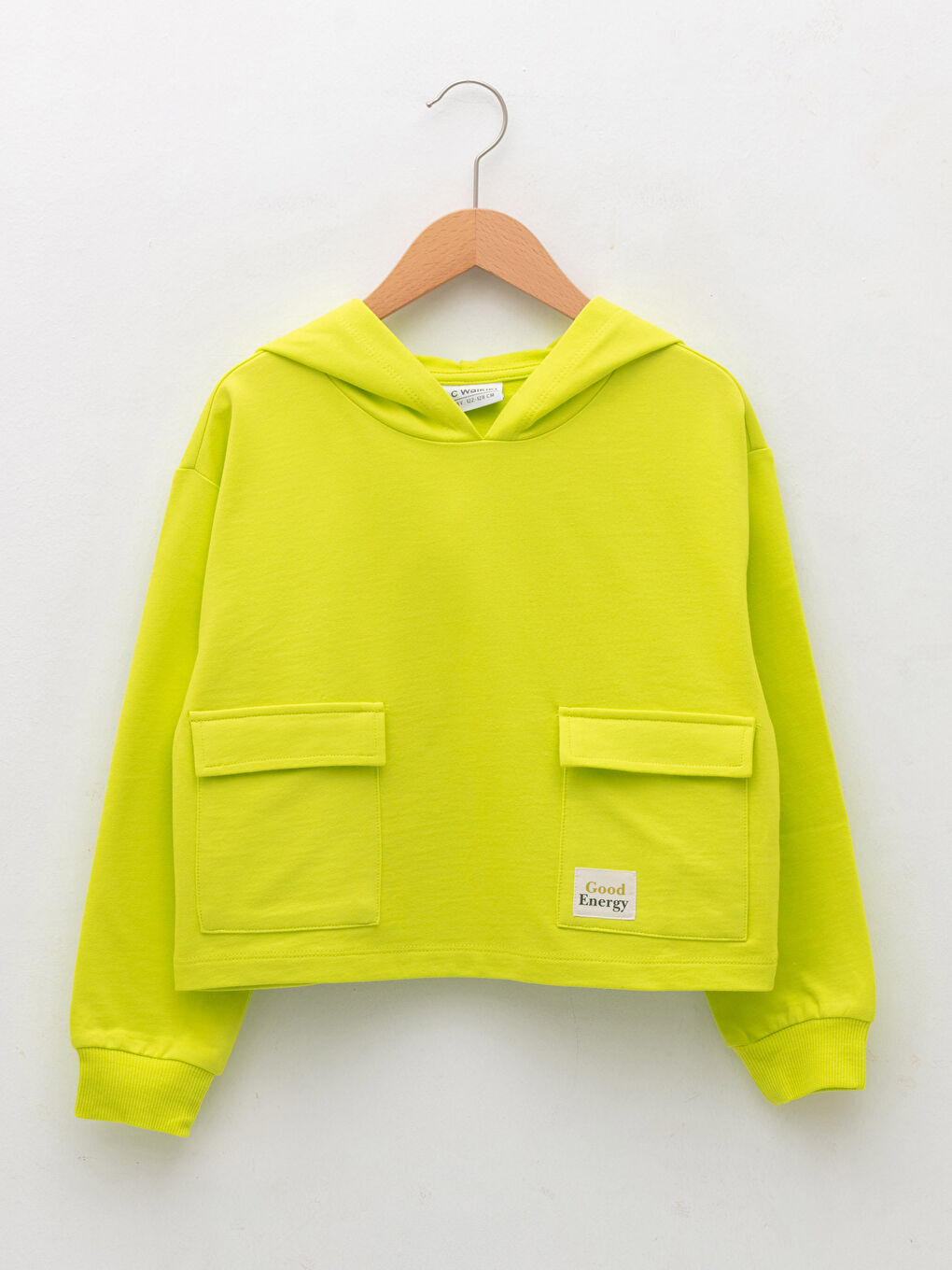 Yeşil Kapüşonlu Baskılı Uzun Kollu Kız Çocuk Sweatshirt