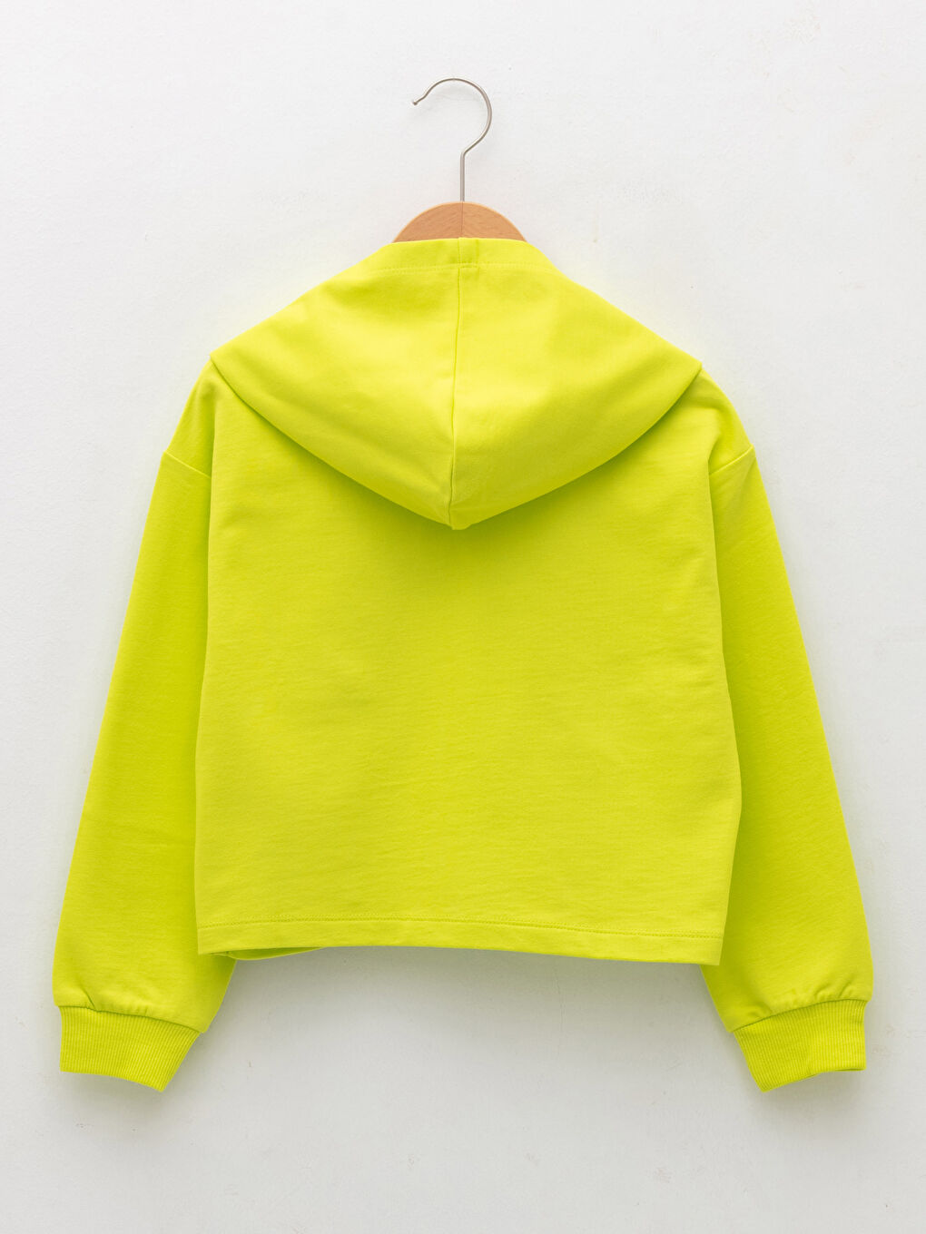 Yeşil Kapüşonlu Baskılı Uzun Kollu Kız Çocuk Sweatshirt-1