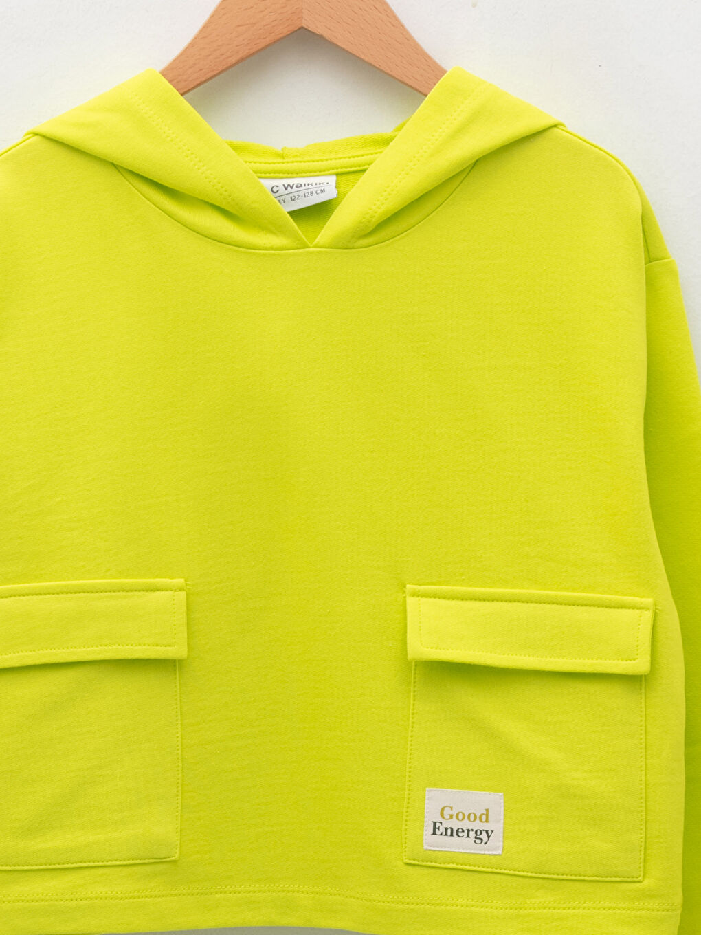 Yeşil Kapüşonlu Baskılı Uzun Kollu Kız Çocuk Sweatshirt-2