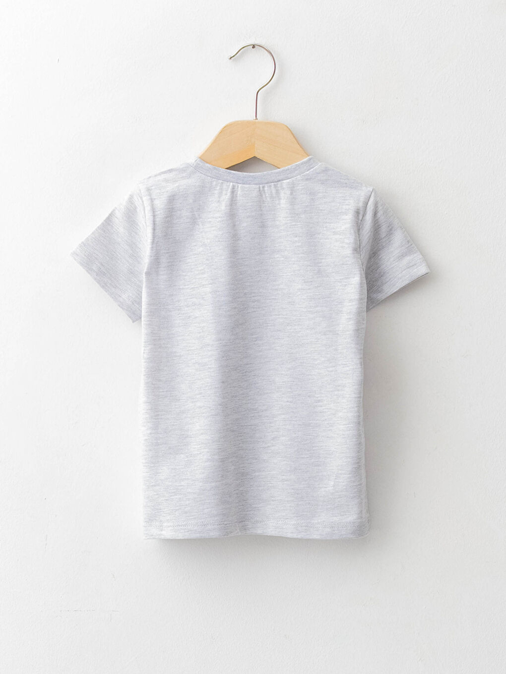 Gri Bisiklet Yaka Kısa Kollu Baskılı Erkek Bebek Tişört-1