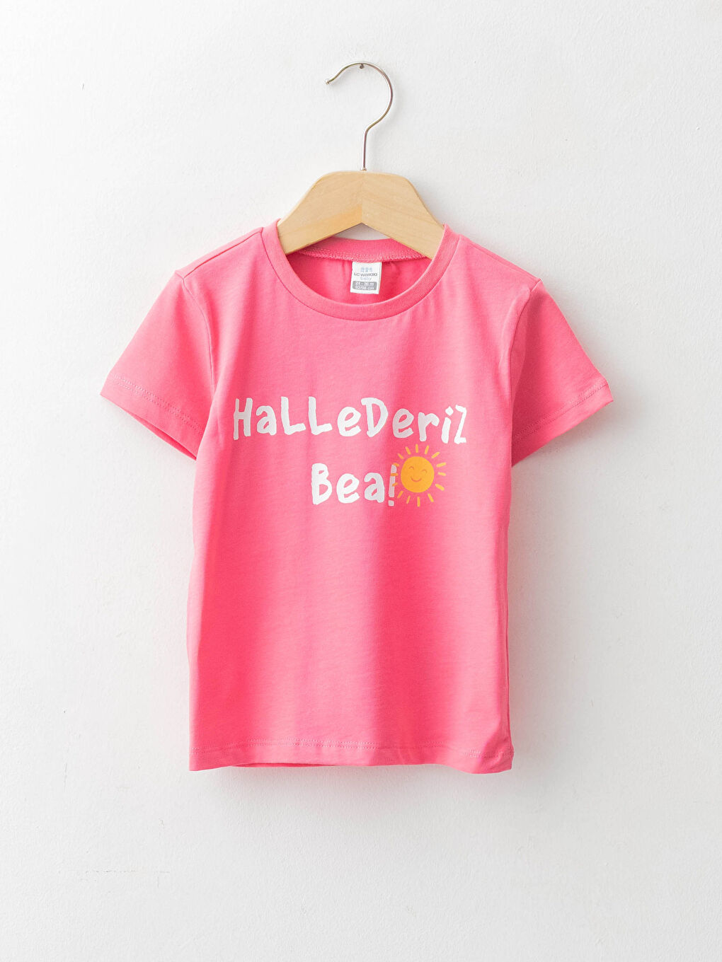 Pembe Bisiklet Yaka Kısa Kollu Baskılı Erkek Bebek Tişört