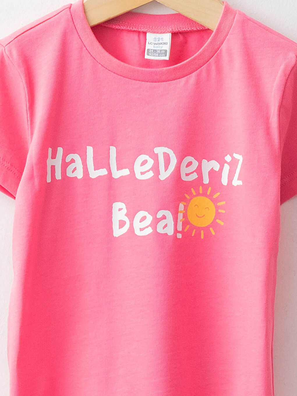 Pembe Bisiklet Yaka Kısa Kollu Baskılı Erkek Bebek Tişört-2