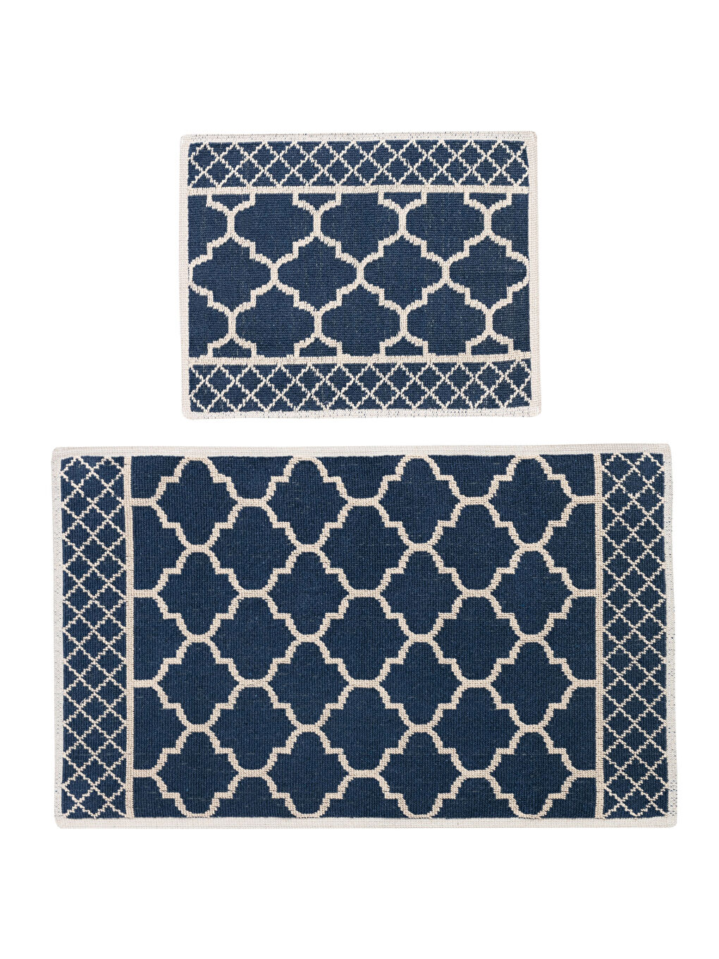 Lacivert Desenli Pamuklu Banyo Paspası 2'li-3