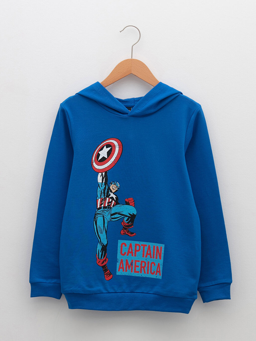 LCW Kids Hoodie Boys' Captain America Printed Long Sleeve Sweatshirt -W1IE00Z4-GYW