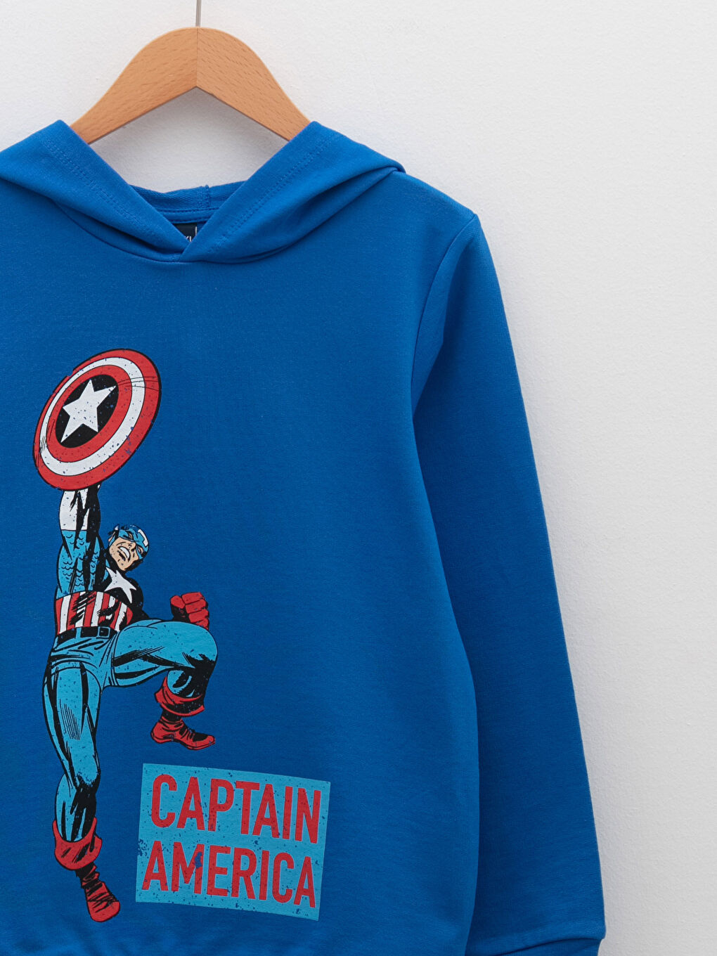 LCW Kids Hoodie Boys' Captain America Printed Long Sleeve Sweatshirt -W1IE00Z4-GYW