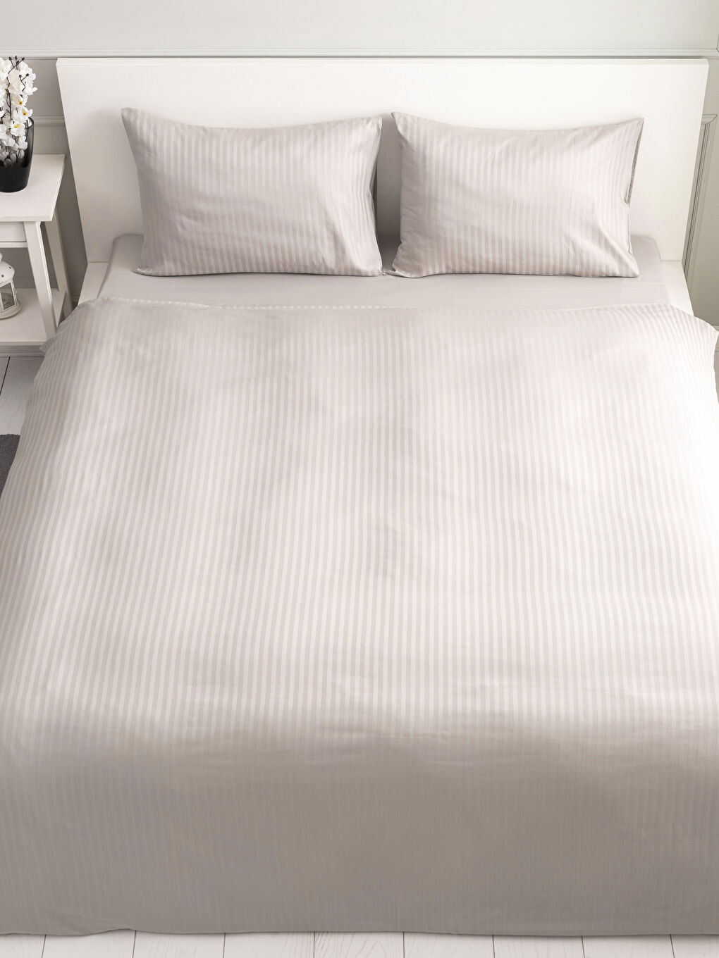 Parure de couette double complète en satin de coton rayé oversized-2