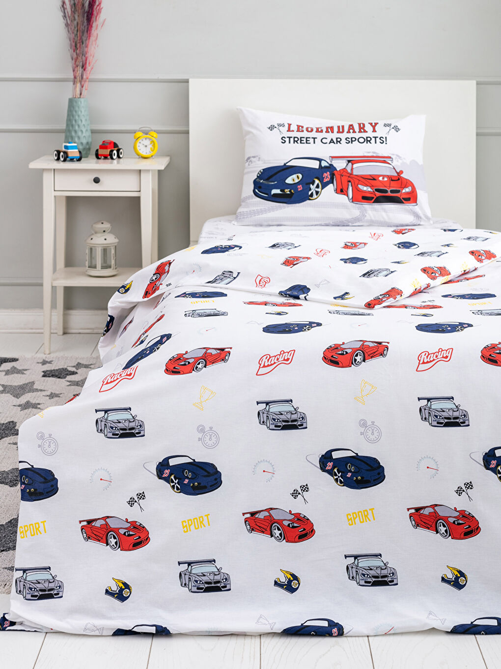 Parure de Housse de Couette Tissée Imprimée Voitures pour Garçons