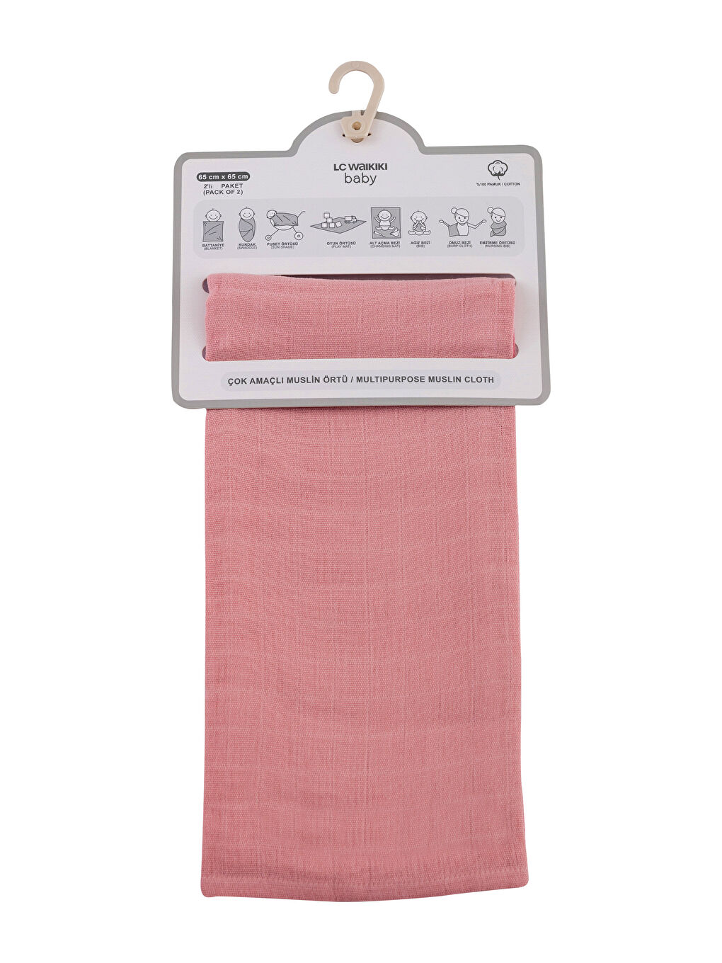 Basic Pamuklu Kız Bebek Müslin Bez 2'li-3