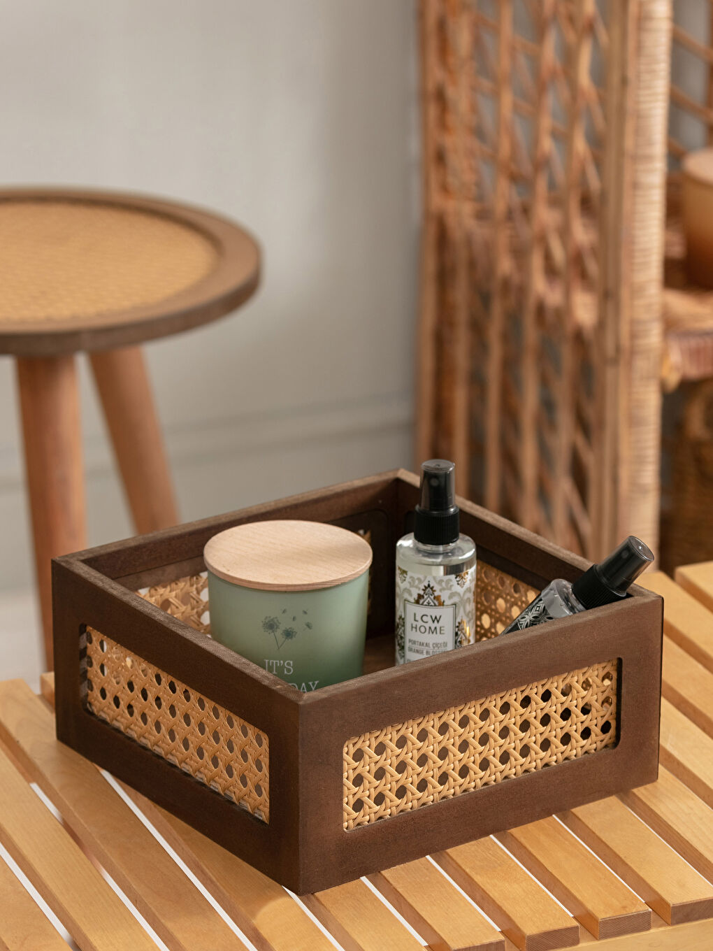 منظم خشبي صندوق خيزران 22x22x10 سم