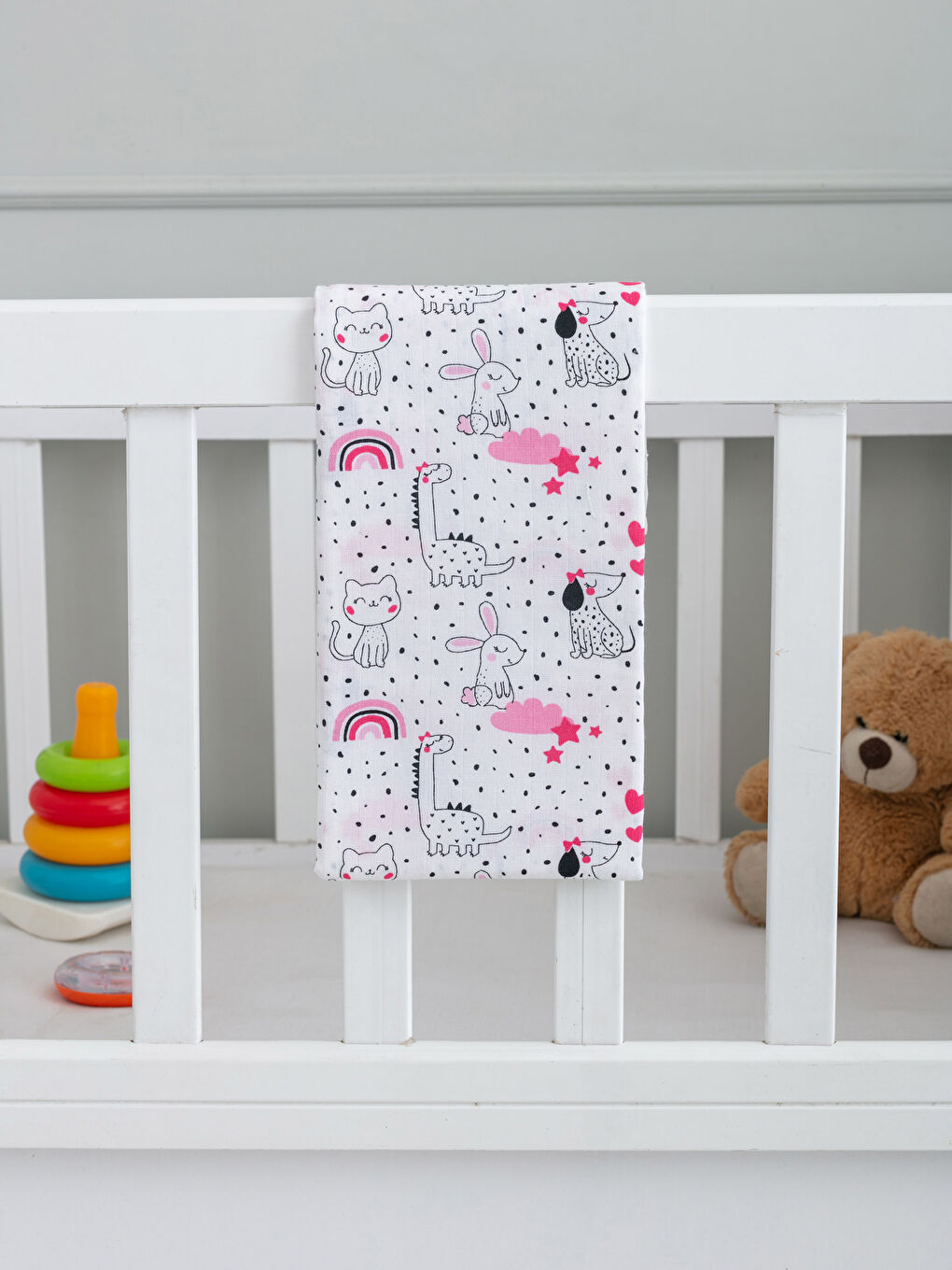 Baskılı Pamuklu Kız Bebek Müslin Bez