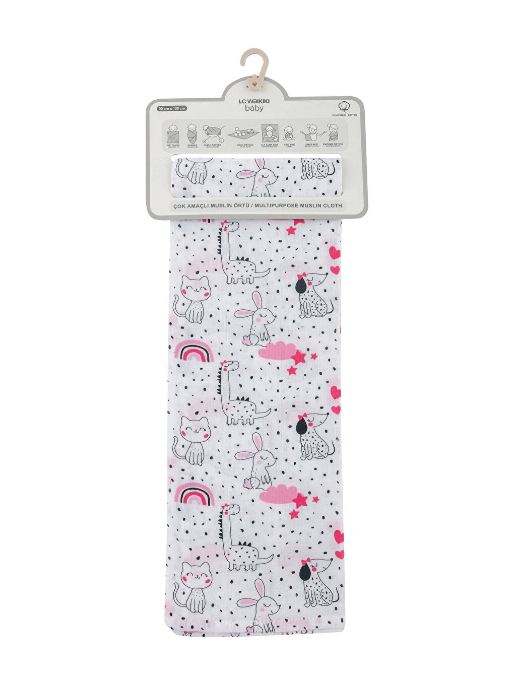 Baskılı Pamuklu Kız Bebek Müslin Bez-3