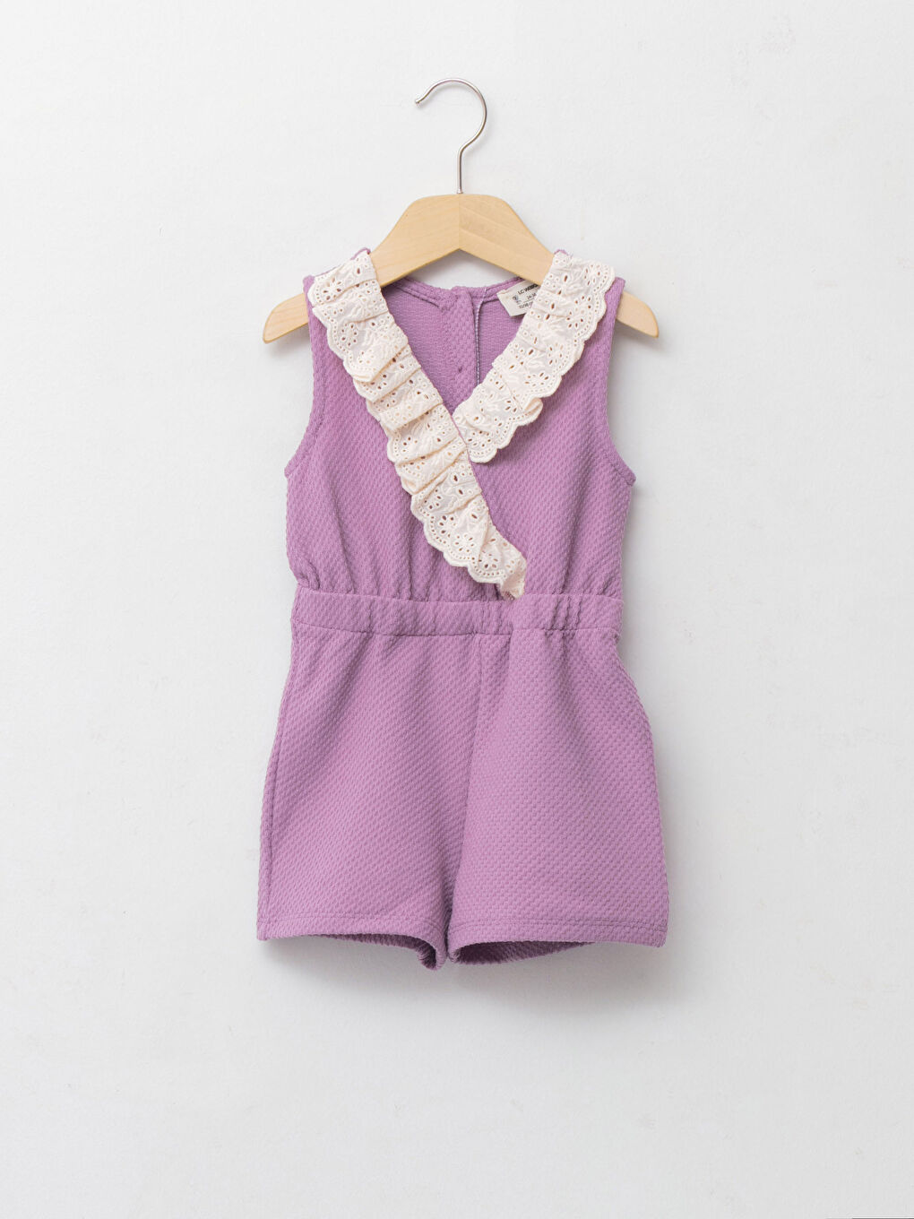 LCW baby Mat Lila V Yaka Basic Kız Bebek Salopet