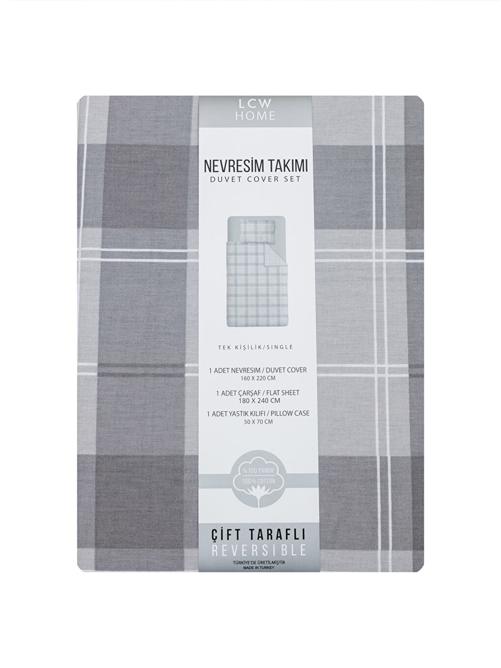 Single Checkered Double Sided Woven Duvet Cover Set-7