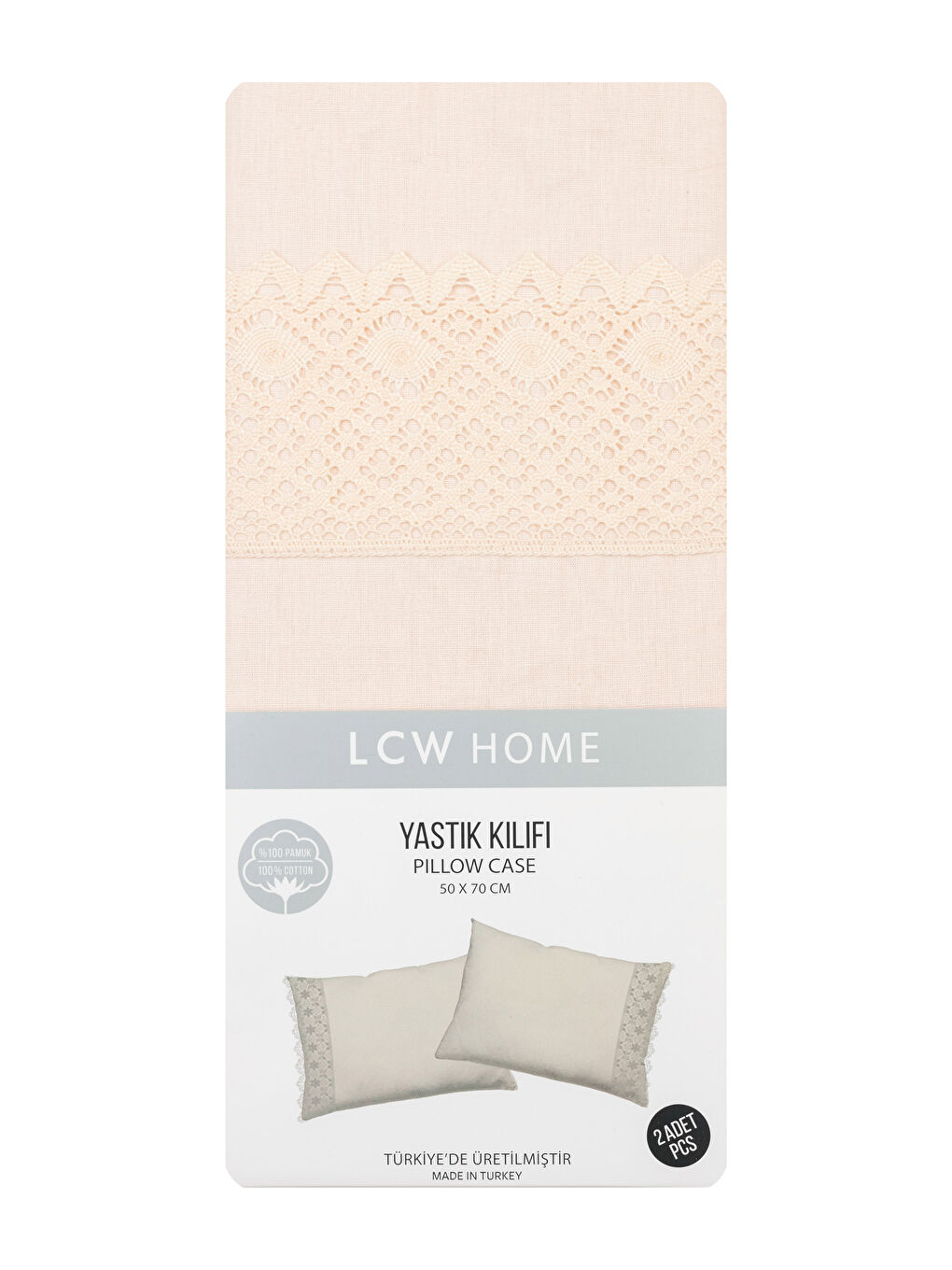 LCW HOME Lace Detailed Woven Pillow Cover 2 Pack 50x70 Cm -W1J217Z8-D2Y