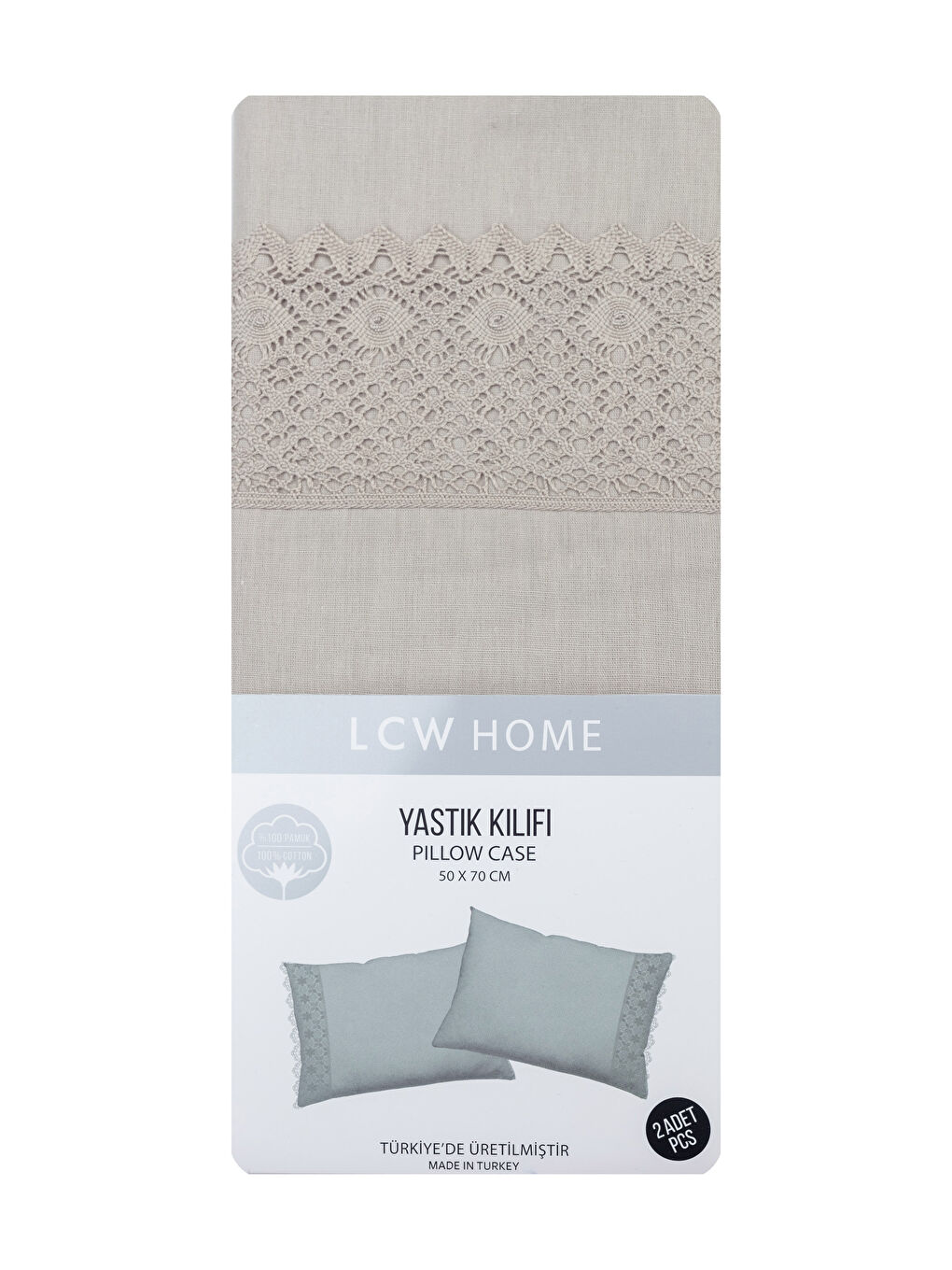 LCW HOME Jastučnice sa čipkom 2 kom 50x70 cm -W1J217Z8-TSX