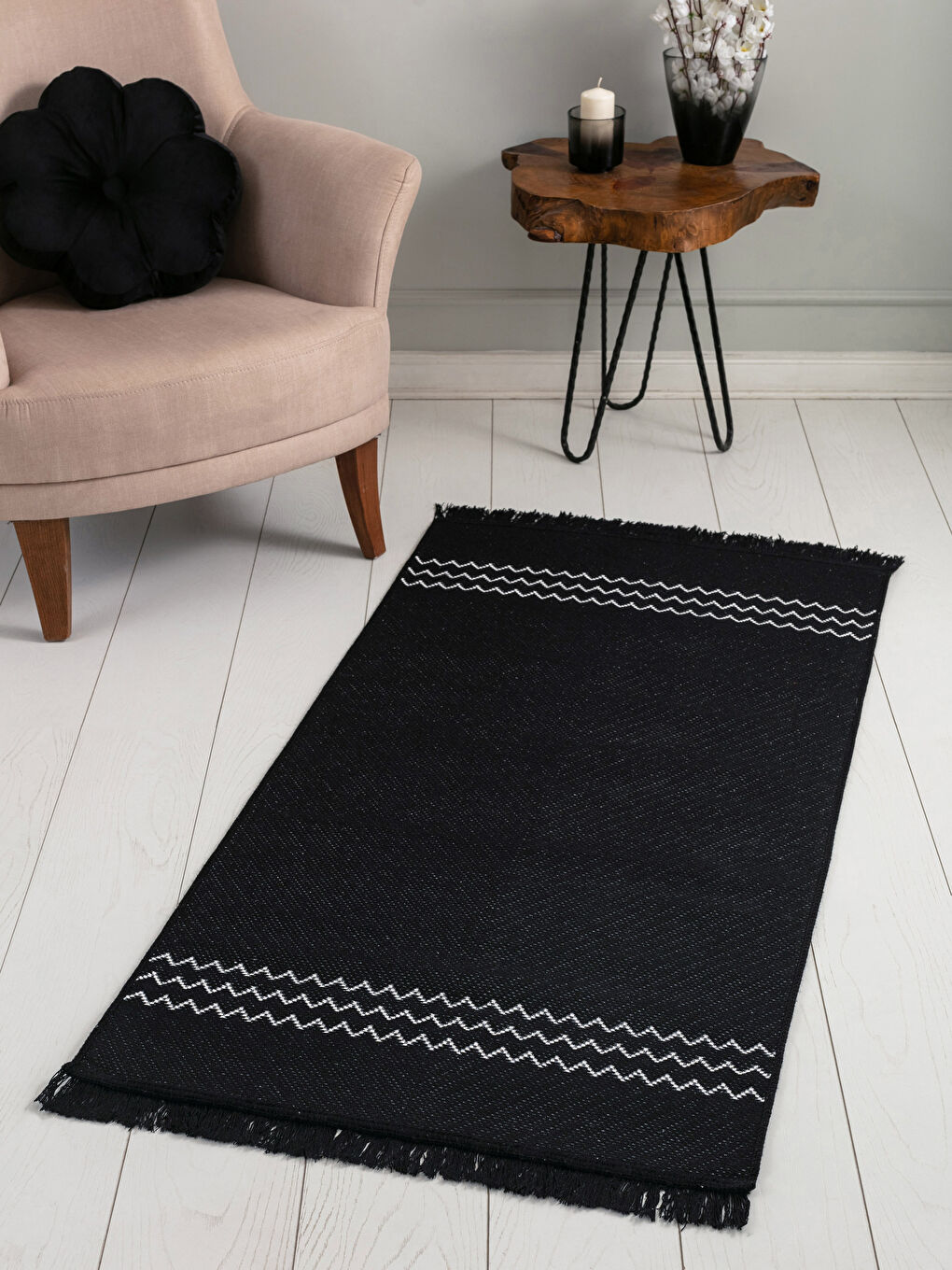 LCW HOME Jacquard-Teppich mit Quasten, beidseitig verwendbar, 80x150 cm -W1J240Z8-F9C