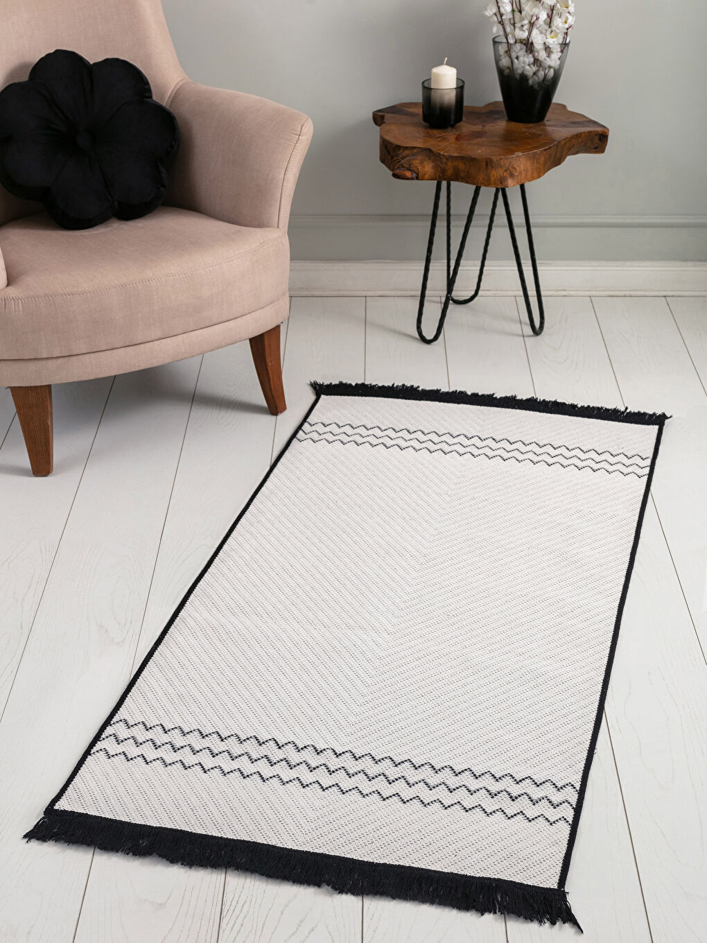 LCW HOME Jacquard-Teppich mit Quasten, beidseitig verwendbar, 80x150 cm -W1J240Z8-F9C