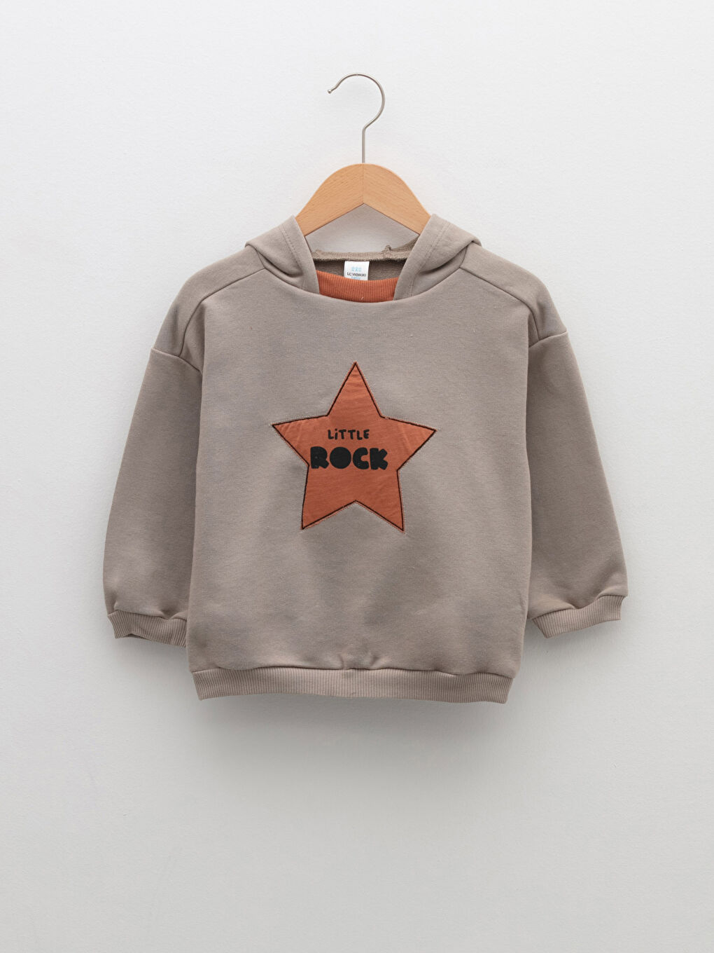 LCW baby Bej Uzun Kollu Baskılı Erkek Bebek Hoodie