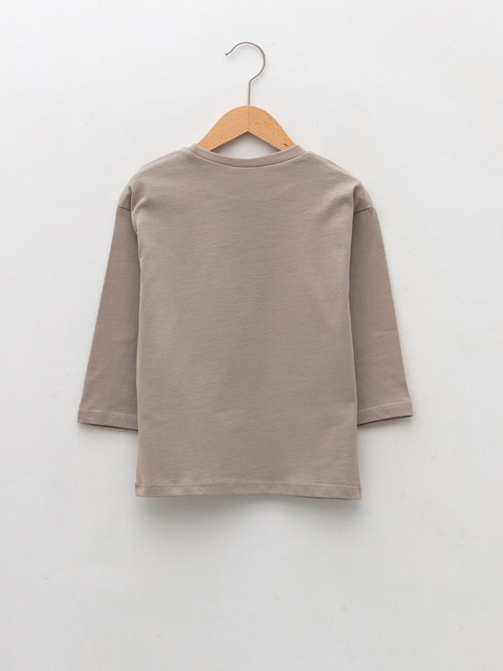 Bej Bisiklet Yaka Uzun Kollu Baskılı Erkek Bebek Tişört-1