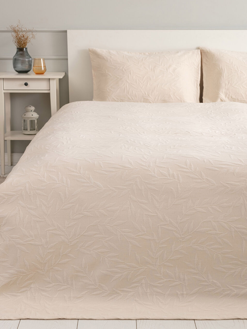 LCW HOME Double Self-Patterned Cotton Bedspread And Pillowcase -W1JD68Z8-SDG