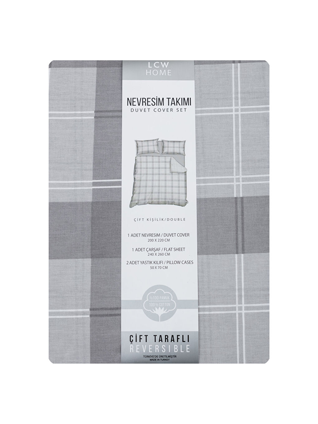 Double Checkered Double Sided Woven Duvet Cover Set-7