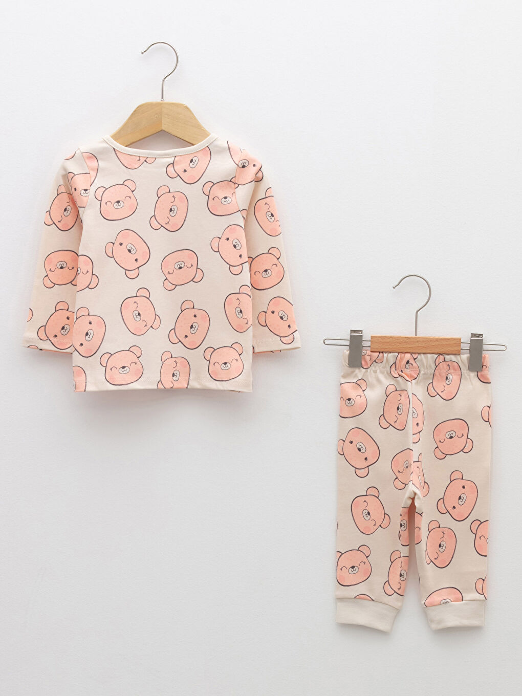 Crew Neck Long Sleeve Printed Cotton Baby Girl Pajama Set-1