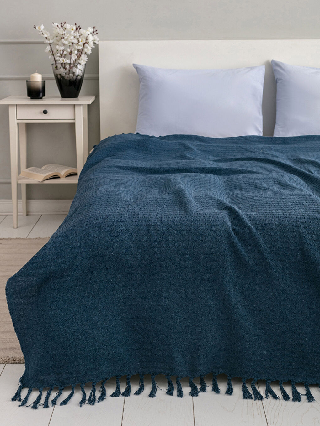 Double Bedspread with Tassels 200x230 Cm -W1JN26Z8-SBR