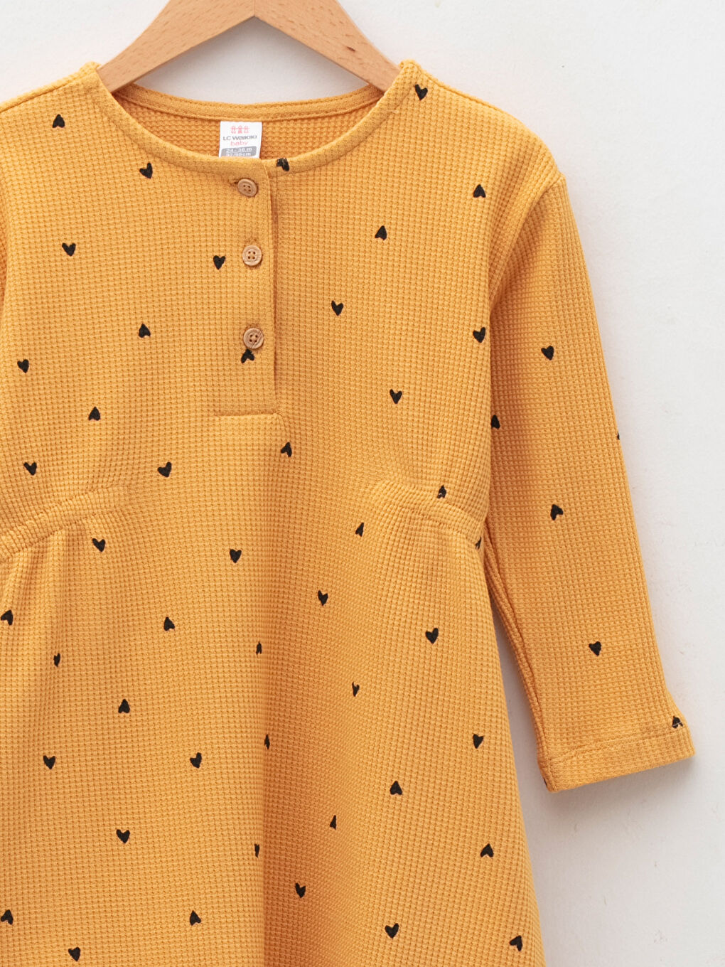 Crew Neck Long Sleeve Patterned Baby Girls' Dress-2